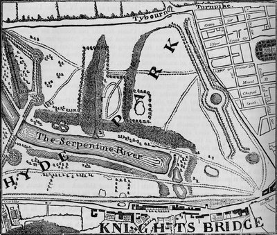 Carte de Hyde Park, Londres, 1748 1878 - John Pine