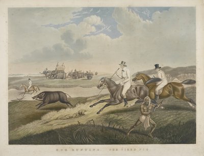 Chasse au sanglier : Le cochon fatigué, gravé par S.W. Fores (1785-1825) c.1840 - John Platt