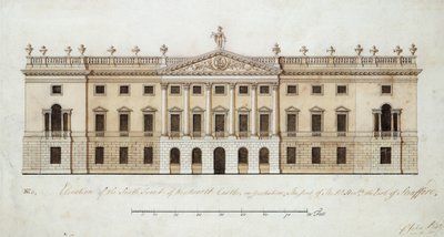 Château de Wentworth, conception pour la façade sud, vers 1760 - John Platt