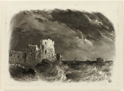 Château en ruine au bord de la mer - John Rawson Walker