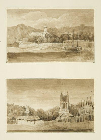 Deux vues de la chapelle St George depuis le port - John Reverend Eden