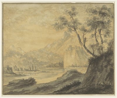Paysage fluvial avec des rochers - John Robert Cozens (manner of)