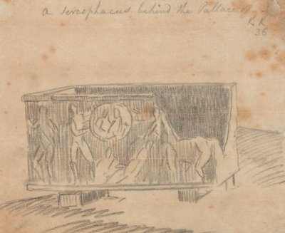 Un sarcophage derrière le palais - John Robert Cozens