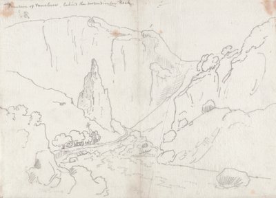 Fontaine de Vaucluse, derrière le rocher perpendiculaire - John Robert Cozens