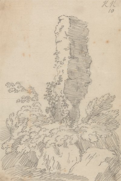 Roche perpendiculaire et arbres - John Robert Cozens