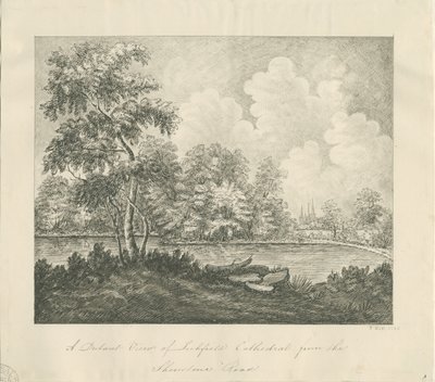 Cathédrale de Lichfield - Vue ouest-sud-ouest (distant) - John Robert Fernyhough