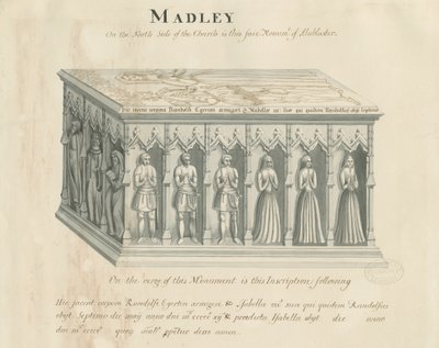 Église de Madeley - Monument à Randolf Egerton : dessin à la plume et au lavis, 19e siècle - John Robert Fernyhough
