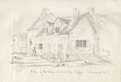 Stafford - Vieux cottage dans les murs arrière : dessin à la plume et à l