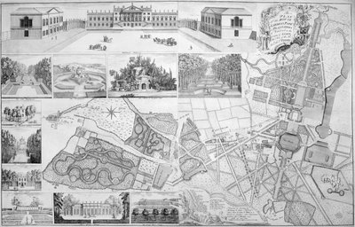 Plan de la maison, des jardins, du parc et des plantations de Wanstead, la résidence du comte de Tylney, 1735 - John Rocque