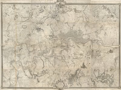 Un relevé exact des villes de Londres, Westminster, le Borough de Southwark, et le pays à dix miles à la ronde - John Rocque