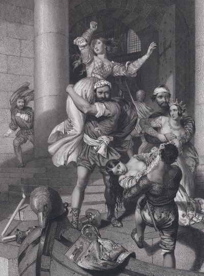 Enlèvement des mariées vénitiennes (gravure) - John Rogers (after) Herbert