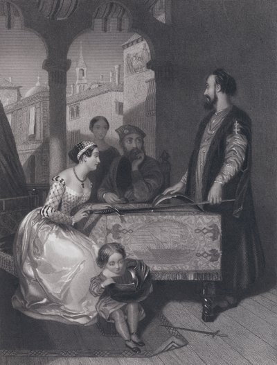 Gentile Bellini et les descendants du grand Enrico Dandolo (gravure) - John Rogers (after) Herbert