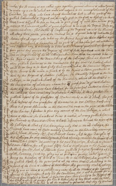 Lettre de John Row, étudiant à St Andrews, à son oncle, 1691 - John Row
