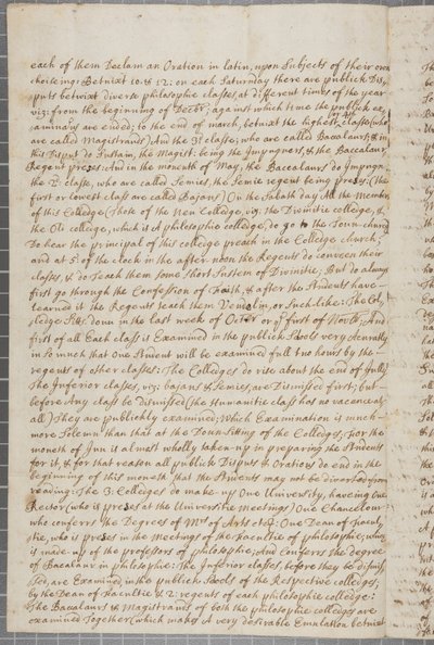 Lettre de John Row, étudiant à St Andrews, à son oncle, 1691 - John Row
