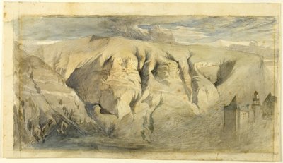 Mont Saleve, vers 1840 (aquarelle sur mine de plomb sur papier vélin crème, couché sur papier vélin crème) - John Ruskin