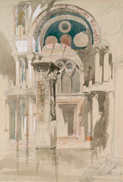 Partie de la basilique Saint-Marc, Venise : croquis après la pluie - John Ruskin