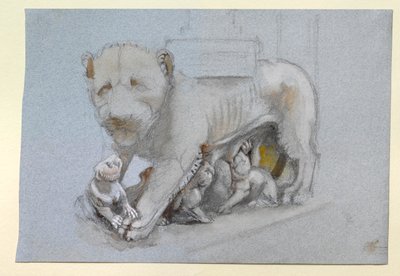 Esquisse de lionne et de lionceaux du pupitre de Sienne de Nicola Pisano, juin 1870 - John Ruskin