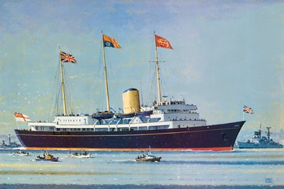 Britannia, résidence flottante de la Reine Elizabeth II et du Prince Philip (lithographie couleur) - John S. Smith