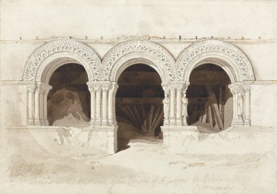 Arches du côté ouest du cloître de St. Georges de Boscherville, près de Rouen, Normandie, c.1818 - John Sell Cotman