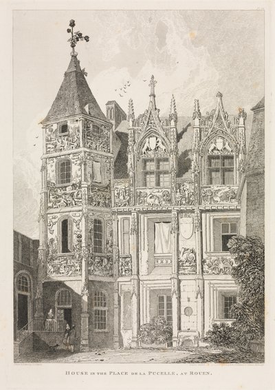 Antiquités architecturales de Normandie Vol. II, Pl. 64 : Maison sur la Place de la Pucelle, à Rouen - John Sell Cotman