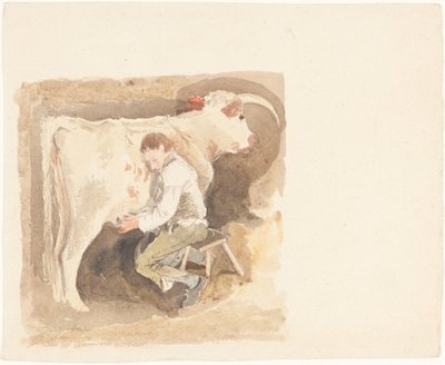 Garçon trayant une vache - John Sell Cotman
