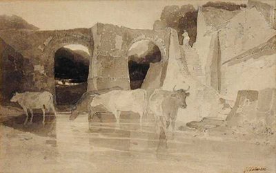 Pont et vaches - John Sell Cotman