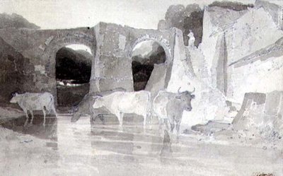 Bétail dans une rivière - John Sell Cotman