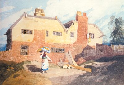 Cottages avec une blanchisseuse (Elm Hill, Norwich) c.1808-9 - John Sell Cotman