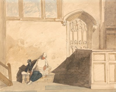 Un garçon de course endormi dans une église - John Sell Cotman
