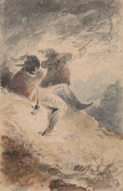 Figures fantastiques assises sur un monticule - John Sell Cotman
