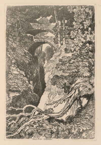 Liber Studiorum : Planche 10, Le Pont du Diable, Cardinganshire - John Sell Cotman