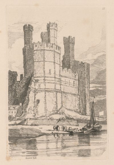 Liber Studiorum : Planche 28, Château de Caernarvon, N. Pays de Galles, 1838 - John Sell Cotman