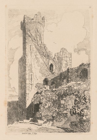 Liber Studiorum : Planche 32, Château de Caernarvon, N. Pays de Galles - John Sell Cotman