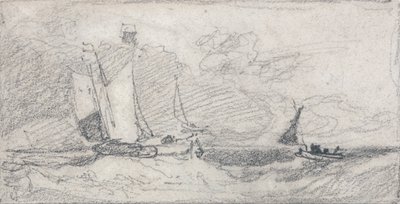 Les wherries et les bateaux à voile dans une mer agitée - John Sell Cotman
