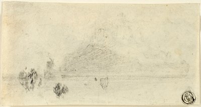 Croquis du Mont Saint Michel (recto); Bâtiments au bord de l