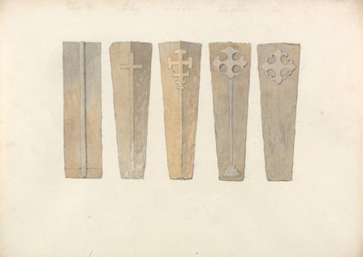 Études de cinq couvercles de cercueils provenant d