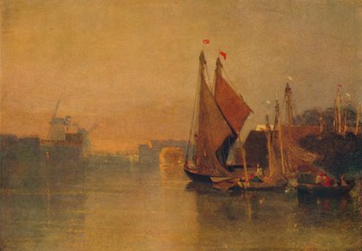 Vue depuis le pont de Yarmouth, Norfolk, vers Breydon, juste après le coucher du soleil, vers 1823 - John Sell Cotman