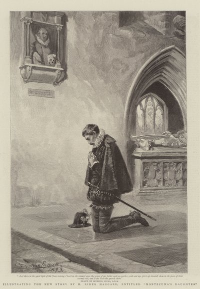 Illustration de la nouvelle histoire de H Rider Haggard, intitulée La Fille de Montezuma - John Seymour Lucas