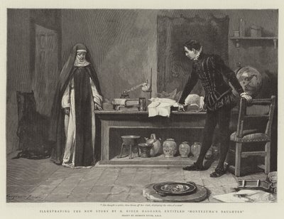 Illustration de la nouvelle histoire de H. Rider Haggard, intitulée La Fille de Montezuma - John Seymour Lucas