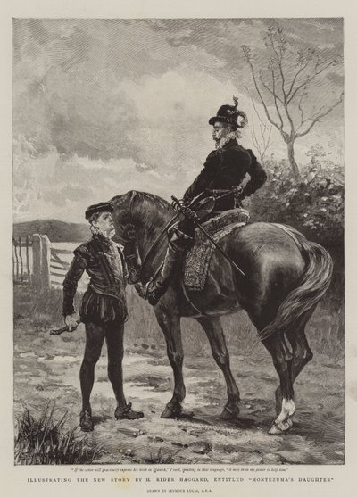 Illustration de la nouvelle histoire de H Rider Haggard, intitulée La Fille de Montezuma - John Seymour Lucas