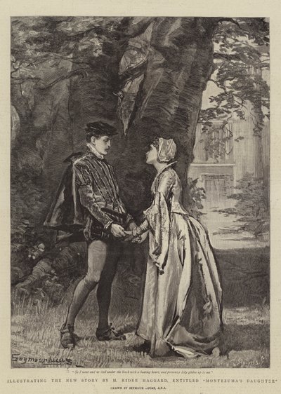 Illustration de la nouvelle histoire de H. Rider Haggard, intitulée La fille de Montezuma - John Seymour Lucas