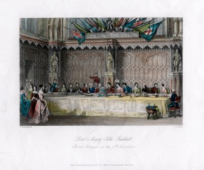 La table du Lord Maire, grand banquet, Guildhall, Cité de Londres, 19ème siècle - John Shury
