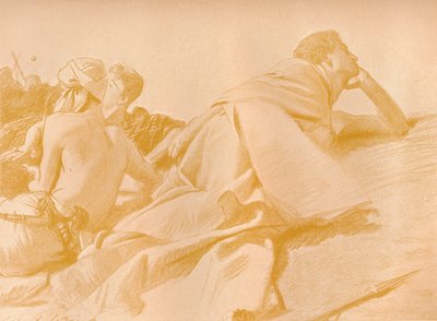 Figures allongées David dans le camp de Saül, vers 1905 - John Singer Sargent