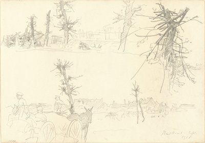 Soldats dans un paysage dévasté [recto], 1918 - John Singer Sargent