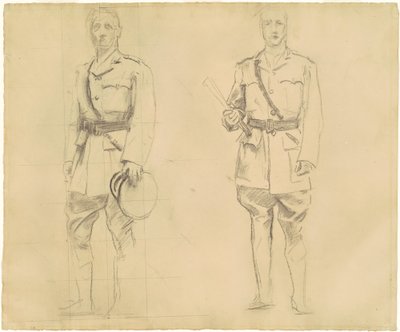 Études des généraux Plumer et Haig pour les officiers généraux de la Première Guerre mondiale [recto], 1920-1922 - John Singer Sargent