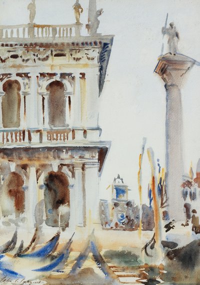 Le coin de la Libreria, avec la colonne de Saint-Théodore, Venise - John Singer Sargent