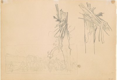 Deux arbres brisés; et étude pour "La Route" [verso] - John Singer Sargent