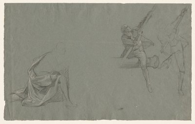 Étude de draperie, deux figures tirant un poteau, 1785-86 - John Singleton Copley