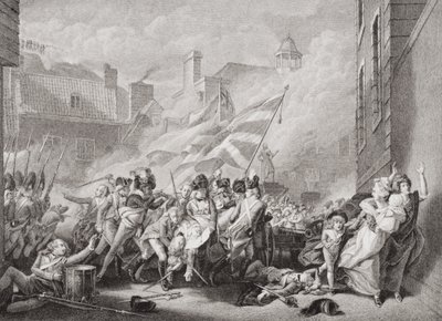 La mort du Major Peirson à St. Helier, reprise de Jersey aux Français, 8 janvier 1781, d