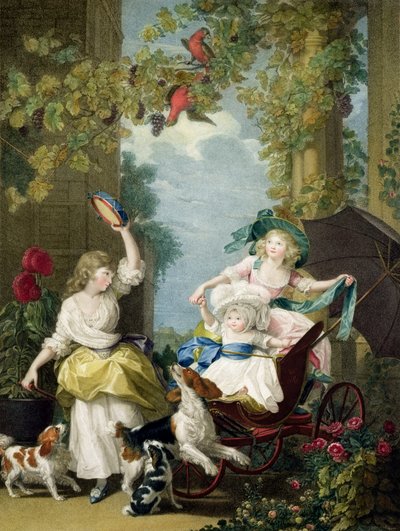 Leurs Altesses Royales les Princesses Mary (1776-1857), Sophia (1777-1848) et Amelia (1783-1810), gravé par Francesco Bartolozzi (1727-1815), pub. par l